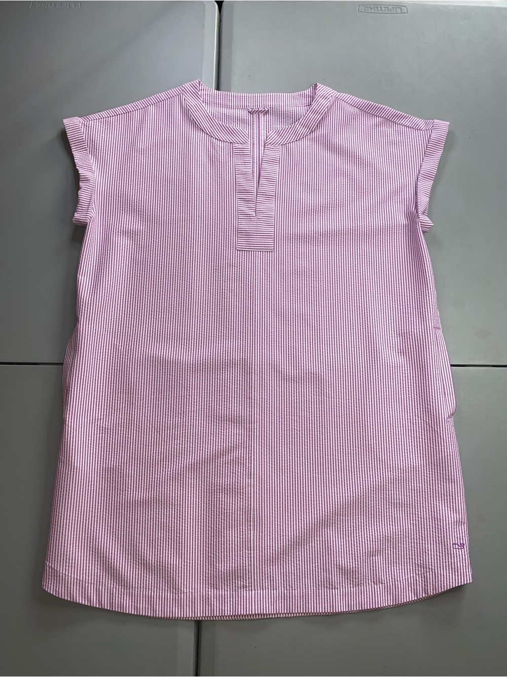 Vineyard Vines Harbor Tunic Dress Performance Lavender Seersucker Pocket